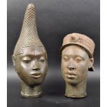 TWO CONTEMPORARY AFRICAN TRIBAL HEAD FIGURES