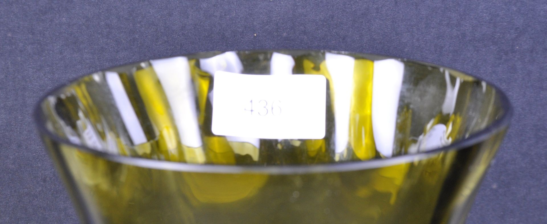 BORSKE SKLO - OPTIC OLIVE - MID CENTURY CZECH GLASS VASE - Image 3 of 5