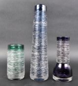 BENGT EDENFALK FOR SKRUF - A TRIO OF SPUN STUDIO ART GLASS VASES