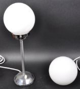 TWO MATCHING RETRO GLASS & CHROME LAMPS