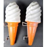 MATCHING PAIR OF MOULDED PLASTIC ICE-CREAM LIGHT UP CONES