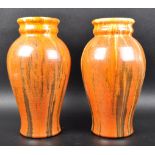 MATCHING PAIR OF ART DECO DRIP GLAZE CERAMIC VASES