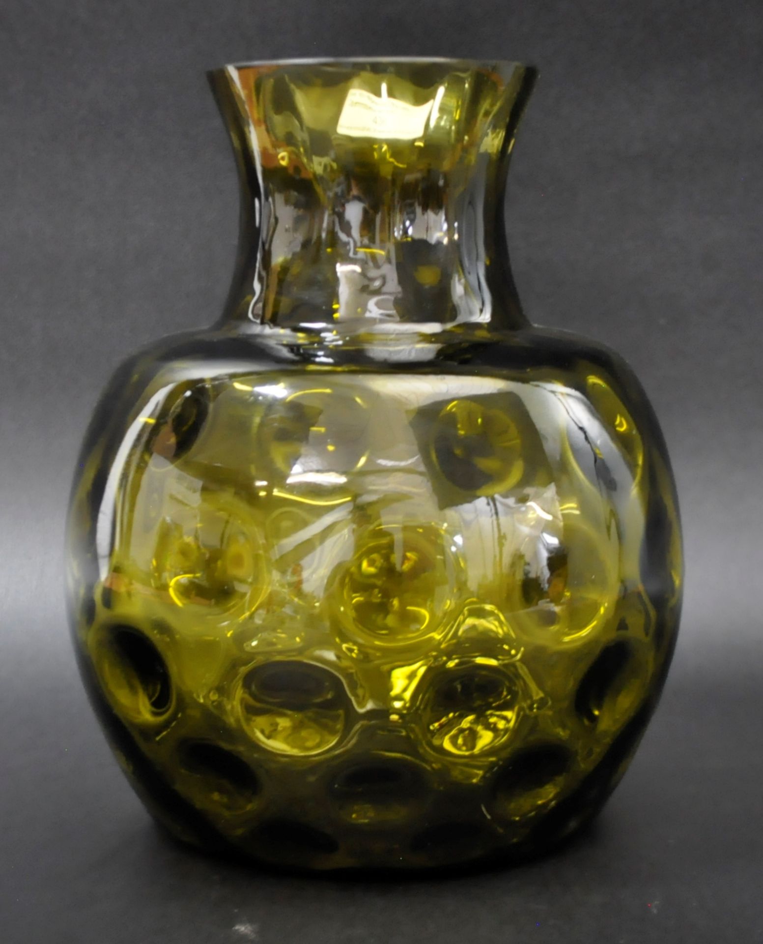 BORSKE SKLO - OPTIC OLIVE - MID CENTURY CZECH GLASS VASE