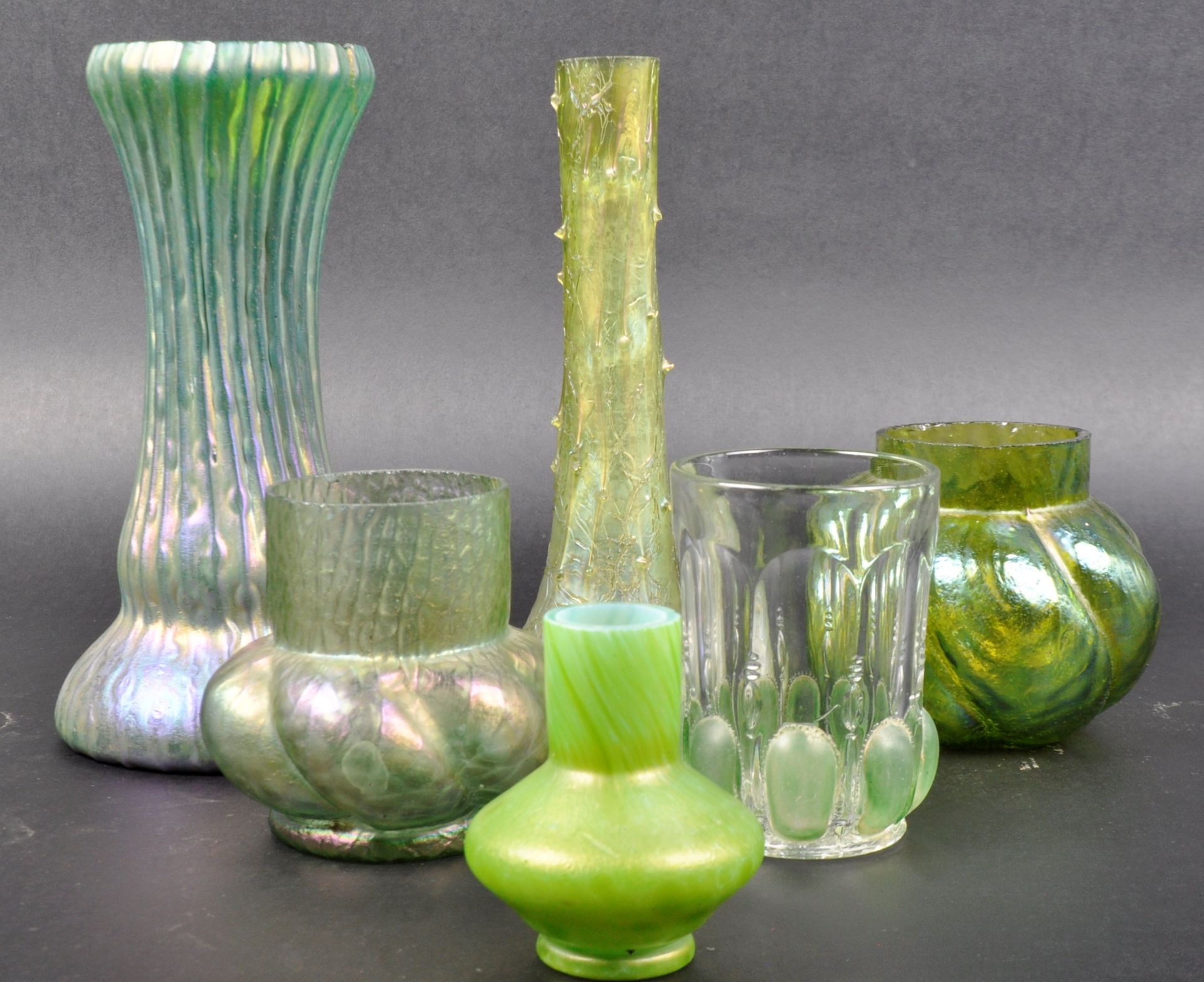 SELECTION OF ART NOUVEAU PEARLESCENT GLASS VASES