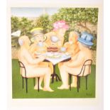 BERYL COOK (B.1926) - TEA IN THE GARDEN - SIGNED PRINT