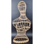 RETRO VINTAGE FRENCH CANE HALF BUST MILLINERY MANNEQUIN