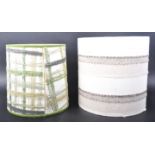 TWO RETRO 1960s TABLE LAMP SHADES OF DRUM FORM