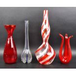 SELECTION OF FOUR MID CENTURY ITALIAN STUDIO ART GLASS VASE