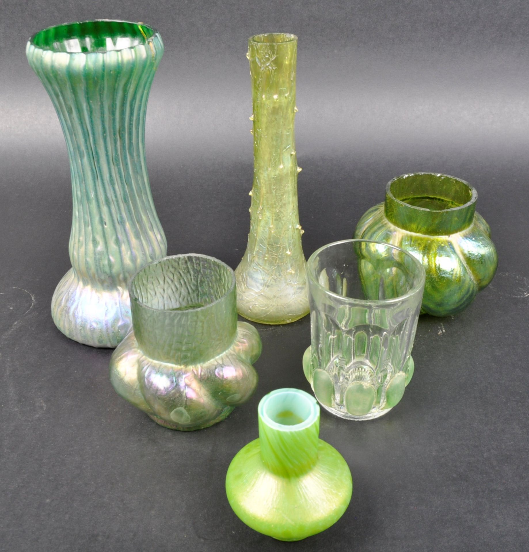 SELECTION OF ART NOUVEAU PEARLESCENT GLASS VASES - Image 2 of 13