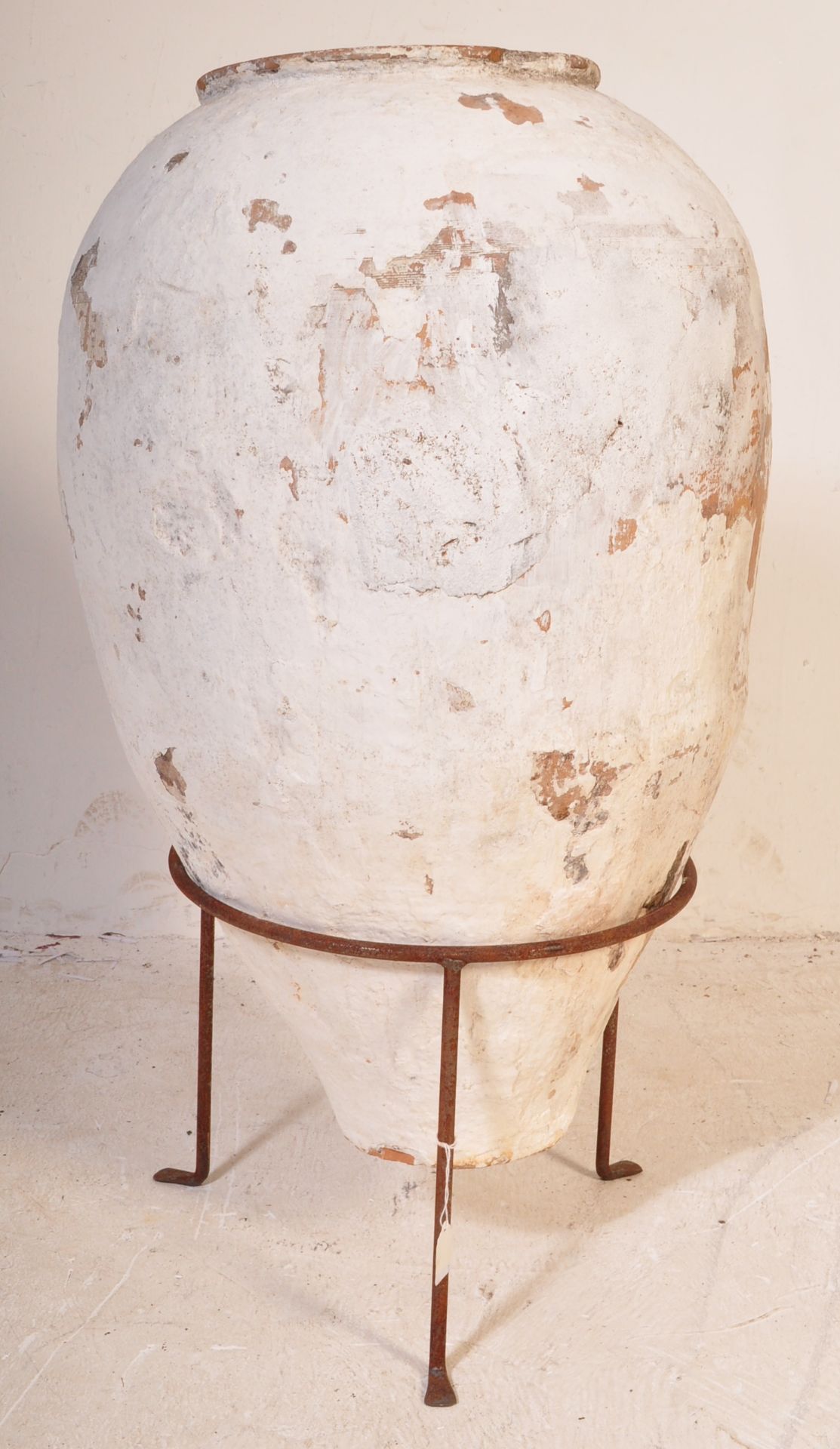 LARGE 20TH CENTURY WHITE PAINTED TERRACOTTA OLIVE JAR