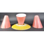 SELECTION OF RETRO MID CENTURY COLOURED GLASS SHADES