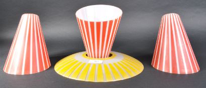 SELECTION OF RETRO MID CENTURY COLOURED GLASS SHADES