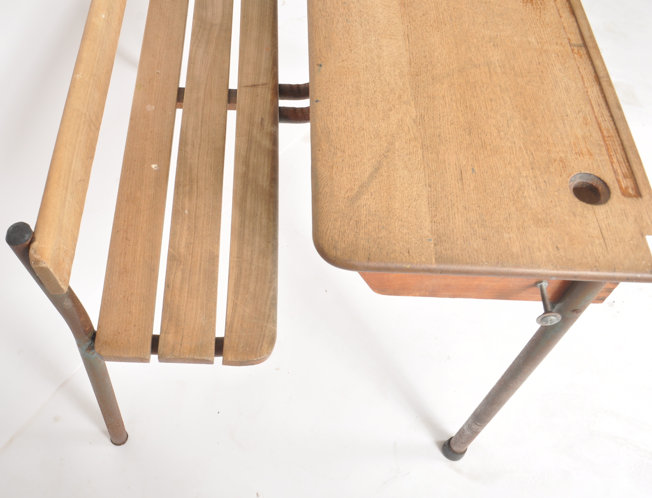 VINTAGE MID CENTURY FRENCH SCHOOL DESK - Image 4 of 7