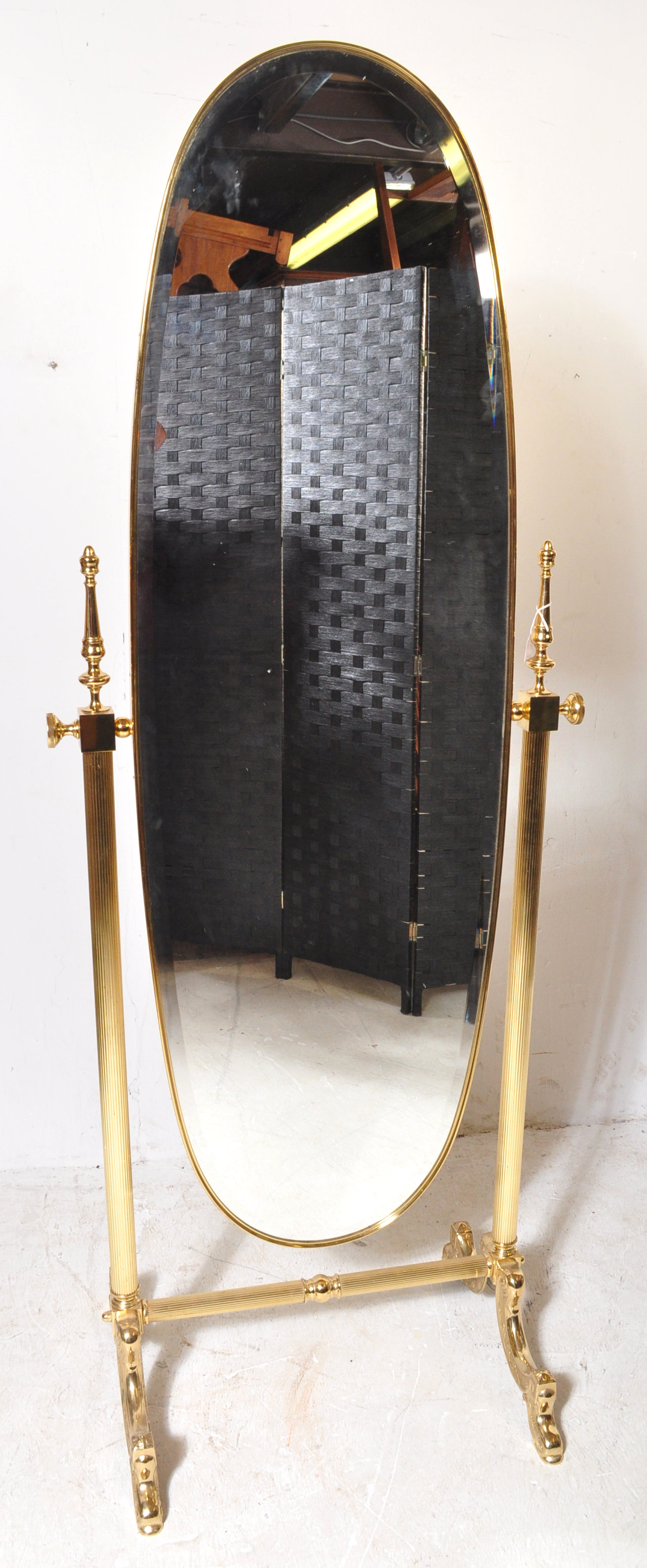 20TH CENTURY HOLLYWOOD REGENCY BRASS CHEVAL MIRROR