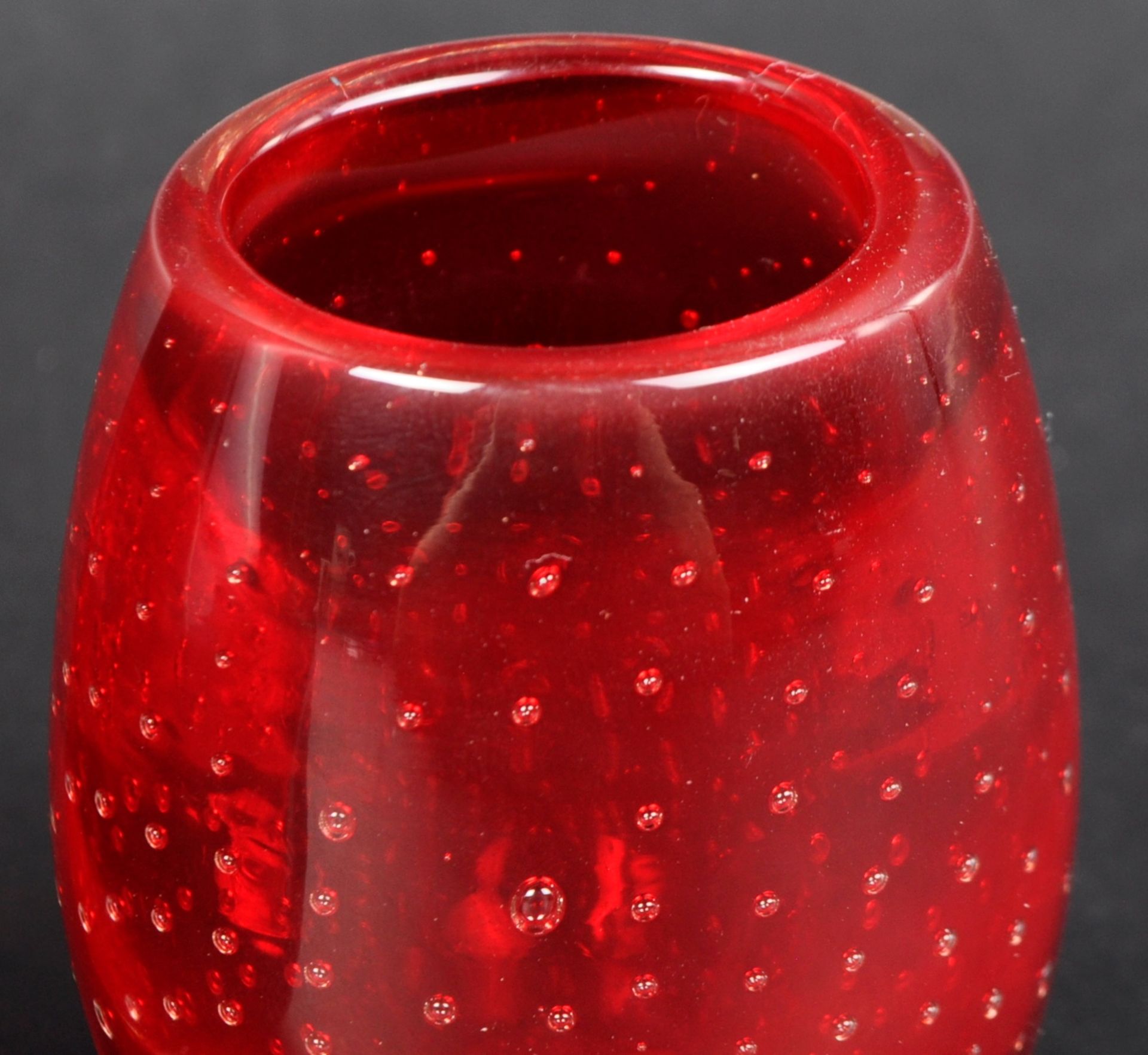 WHITEFRIARS - SELECTION OF RUBY RED GLASS VASES - Image 5 of 10