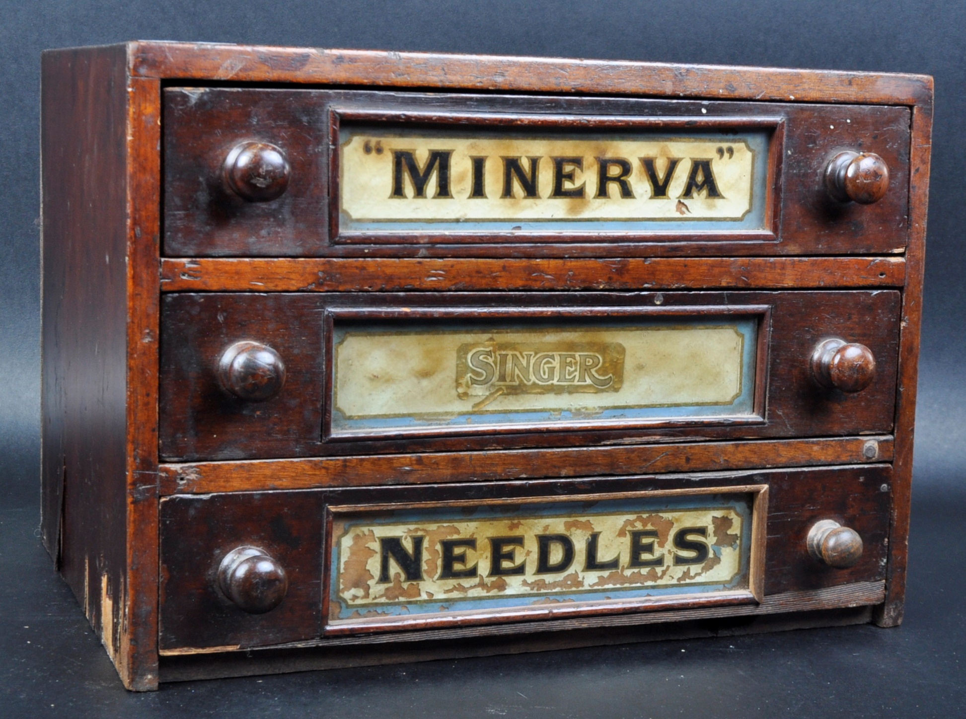 19TH CENTURY VICTORIAN SHOP COUNTER THREE DRAWER CHEST