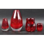 WHITEFRIARS - SELECTION OF RUBY RED GLASS VASES