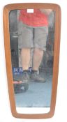 RETRO MID CENTURY TEAK FRAMED HANGING MIRROR