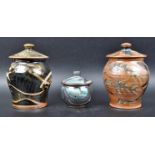 DAVID EELES - SHEPHERDS WELL POTTERY - THREE LIDDED JARS