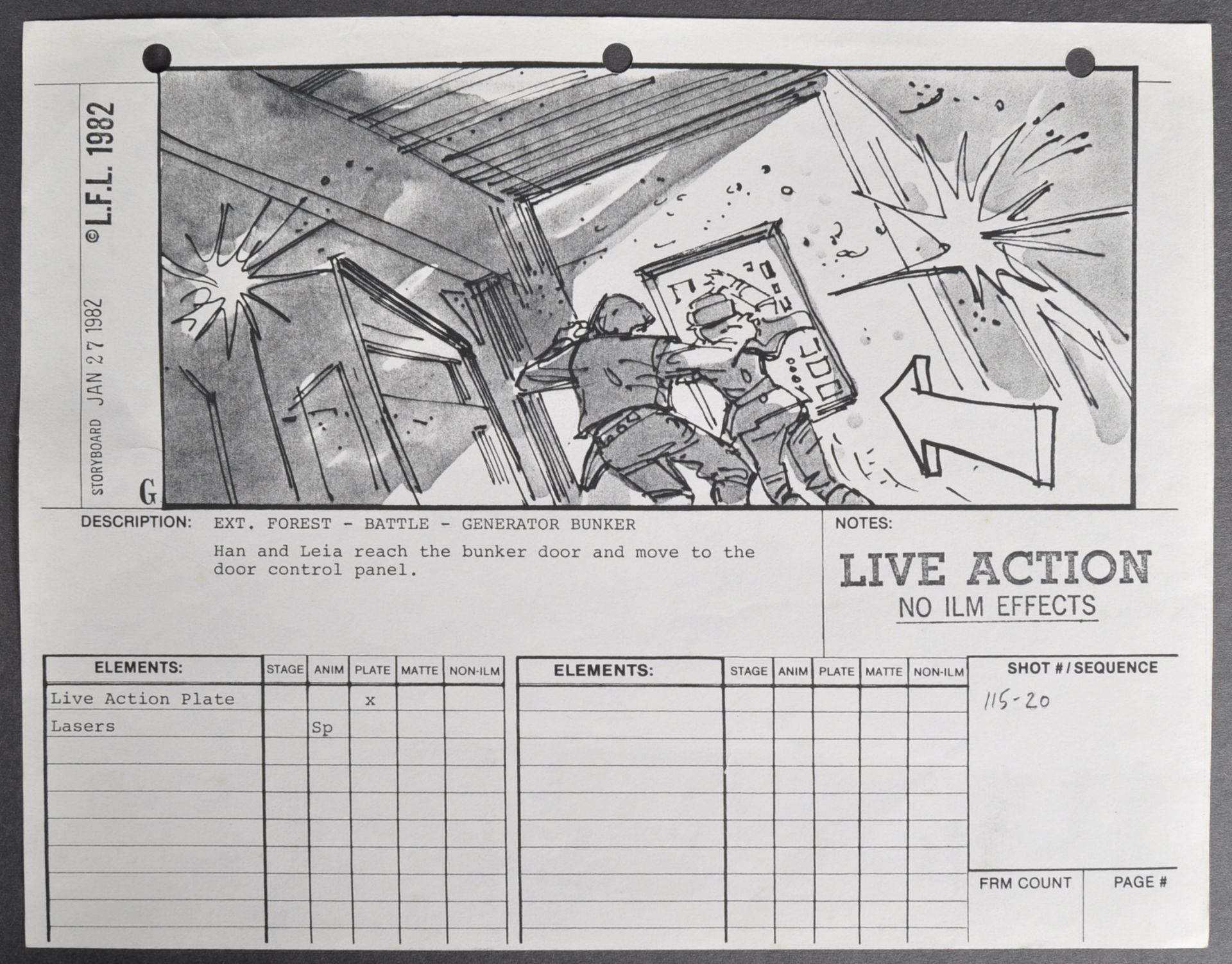 STAR WARS; RETURN OF THE JEDI (1983) - PRODUCTION USED STORYBOARD