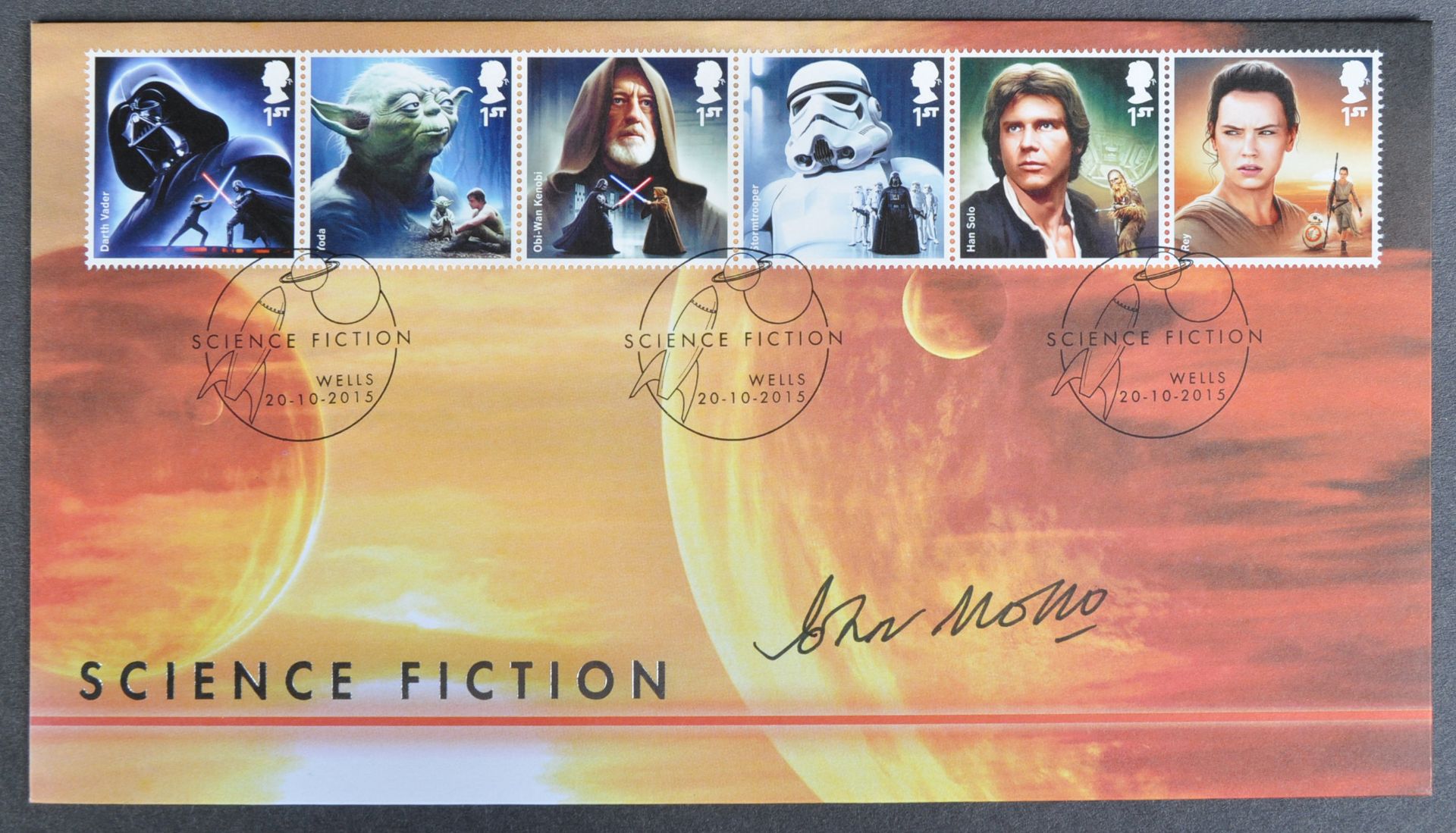 STAR WARS - JOHN MOLLO (1931-2017 COSTUME) - AUTOGRAPHED FDC COVER