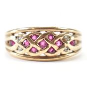 VINTAGE 9CT GOLD RUBY & DIAMOND RING