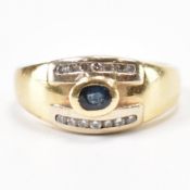 VINTAGE GOLD SAPPHIRE & DIAMOND DOME RING