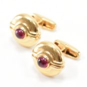 PAIR OF KUTCHINSKY GOLD & RUBY CUFFLINKS