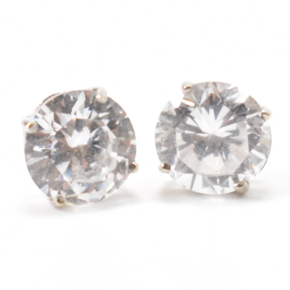 PAIR OF 9CT WHITE GOLD & CZ STUD EARRINGS