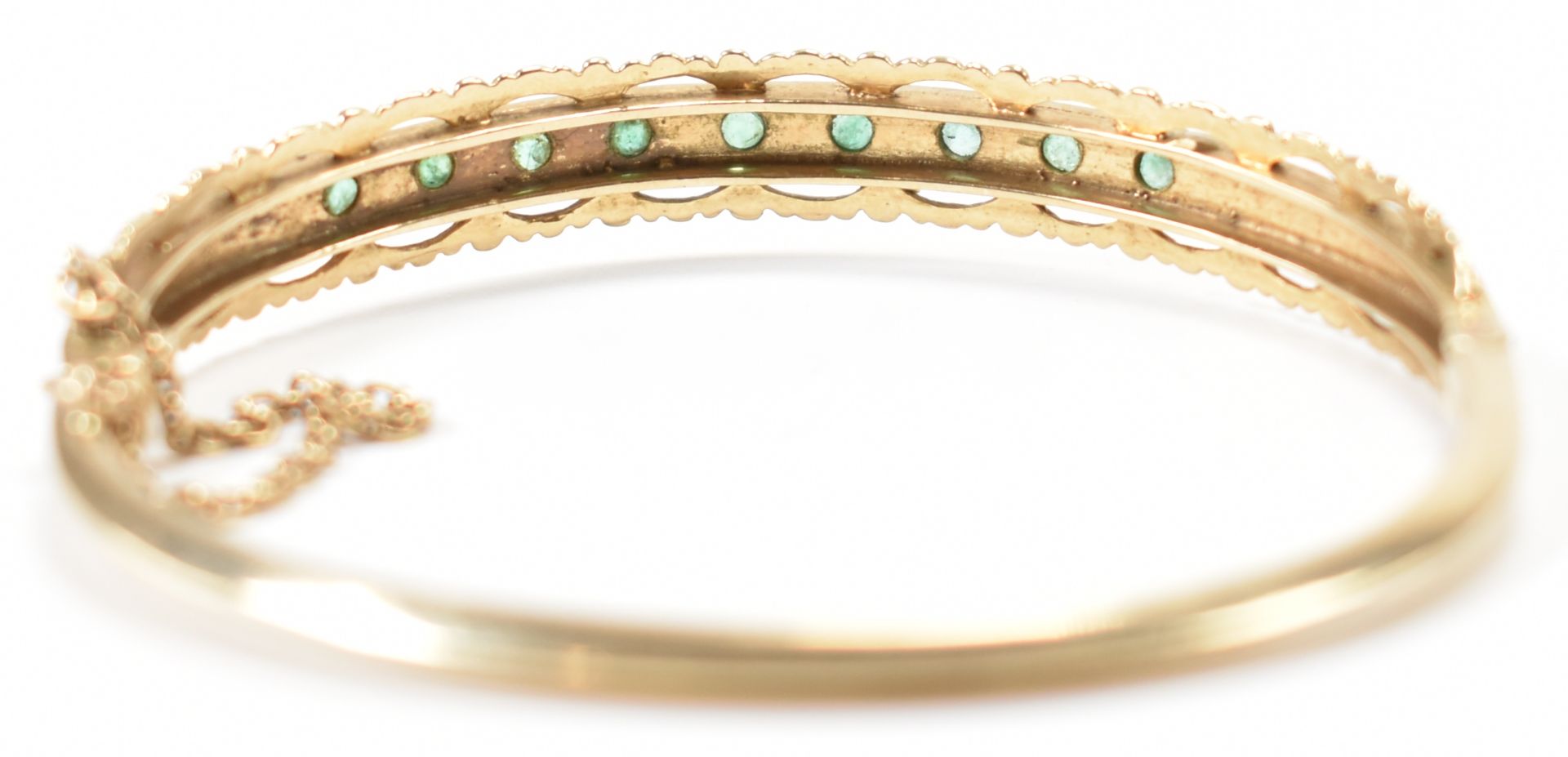 GOLD EMERALD & SEED PEARL BANGLE BRACELET - Bild 2 aus 6