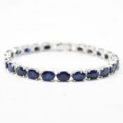 SILVER & BLUE STONE LINE BRACELET