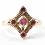 HALLMARKED 9CT GOLD RUBY & DIAMOND RING