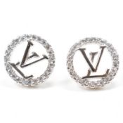 PAIR OF CZ & SILVER STUD EARRINGS