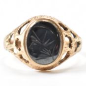 HALLMARKED 9CT GOLD & HEMATITE RING