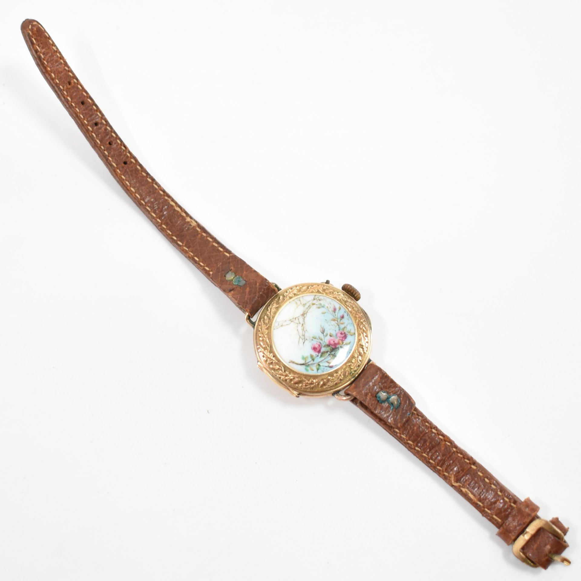 VINTAGE SWISS 14CT GOLD ENAMELLED WRIST WATCH - Image 6 of 6