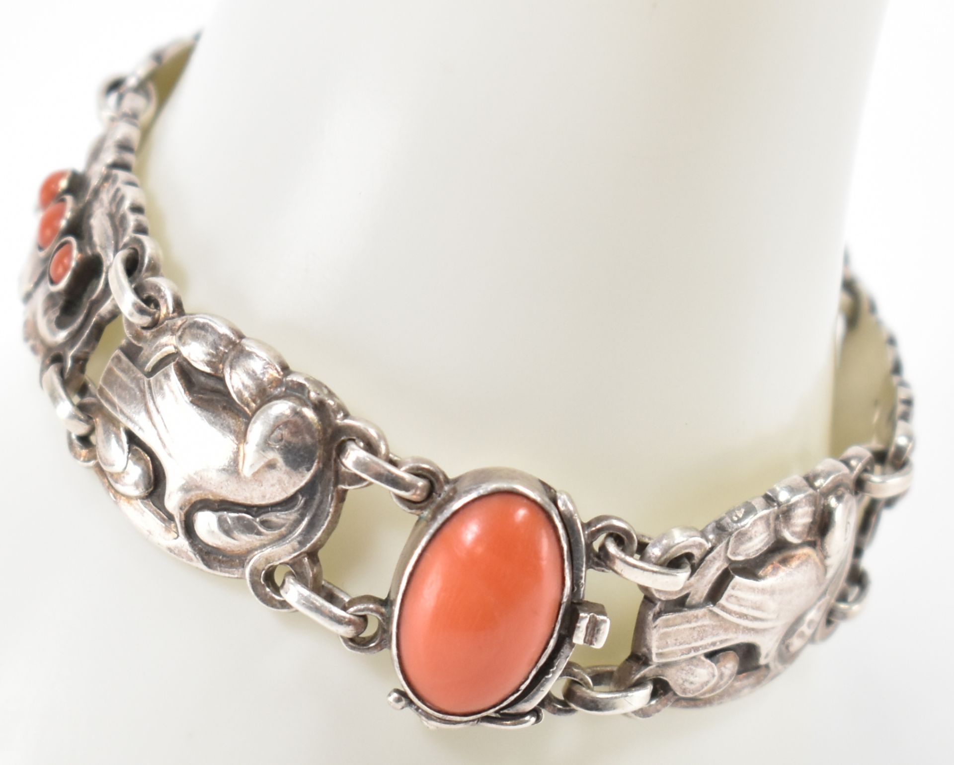 GEORG JENSEN SILVER & CORAL BIRD BRACELET - 1933-1944 - Image 9 of 9