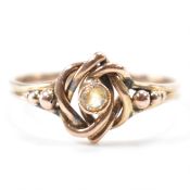 VINTAGE 9CT GOLD & WHITE STONE KNOT RING