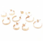 FIVE PAIRS OF 9CT GOLD EARRINGS