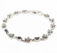 SILVER MARCASITE & BLACK STONE BRACELET