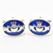 PAIR OF SILVER & ENAMEL CUFFLINKS