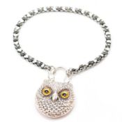 SILVER OWL PADLOCK BRACELET