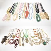 VINTAGE BEADED NECKLACES - PEARLS & MALACHITE