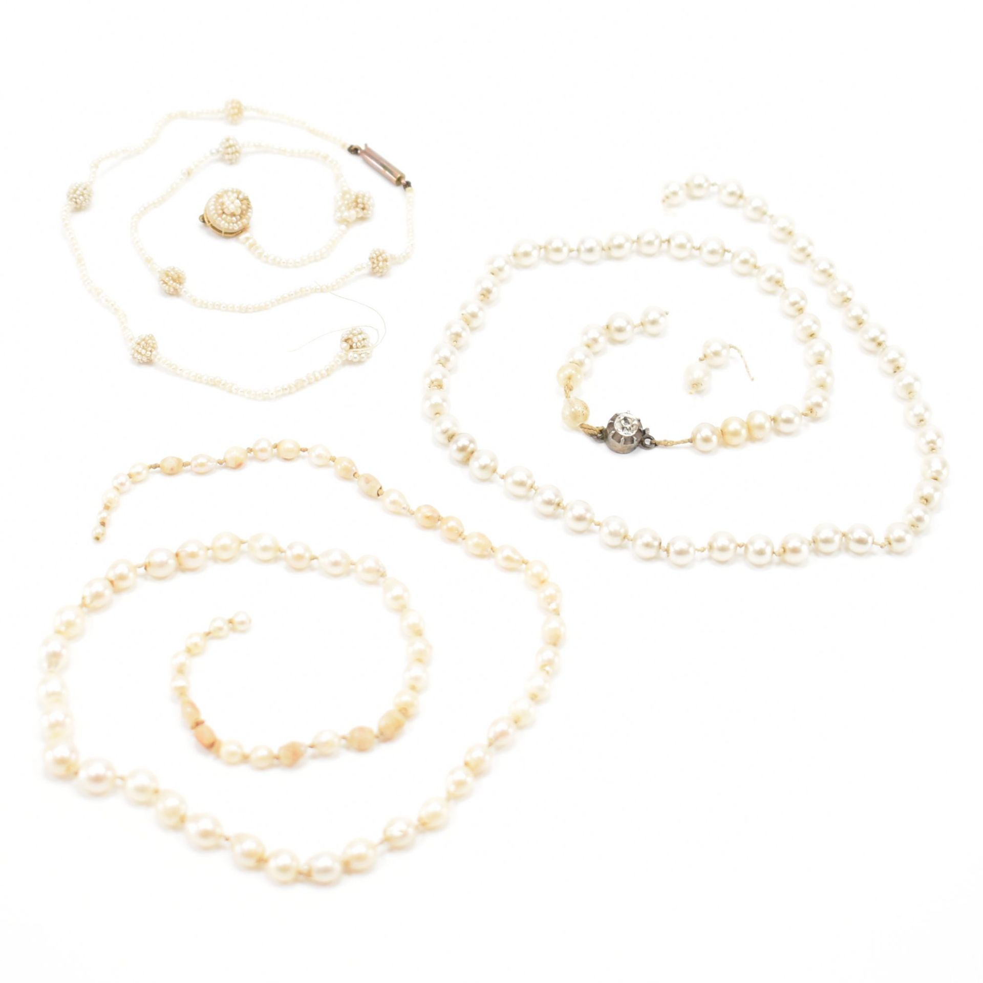 GROUP OF VICTORIAN PEARL NECKLACE FRAGMENTS