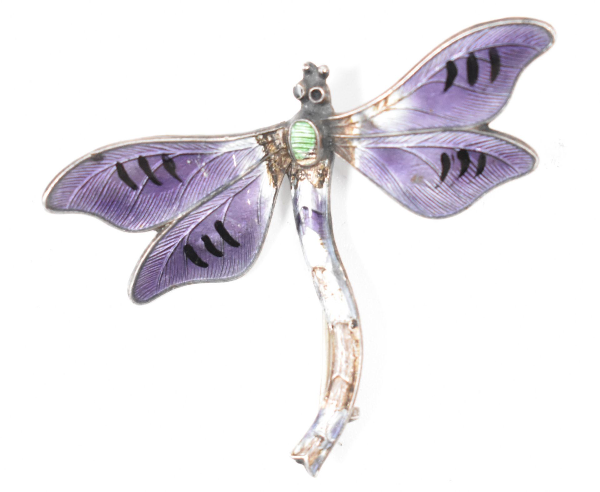 ANTIQUE JOHN AITKIN & SON SILVER ENAMELLED DRAGONFLY BROOCH - Image 2 of 7