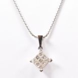 HALLMARKED 18CT WHITE GOLD & DIAMOND PENDANT NECKLACE