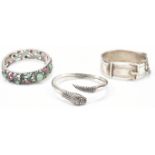 THREE SILVER BANGLE BRACELETS - VICTORIAN & LATER