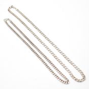 TWO SILVER HALLMARKED FLAT LINK NECKLACE CHAINS