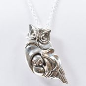 SILVER OWL PENDANT NECKLACE