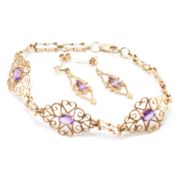 VINTAGE GOLD & AMETHYST JEWELLERY SUITE