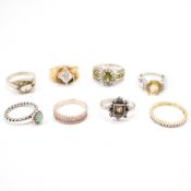 COLLECTION OF SILVER STONE SET RINGS
